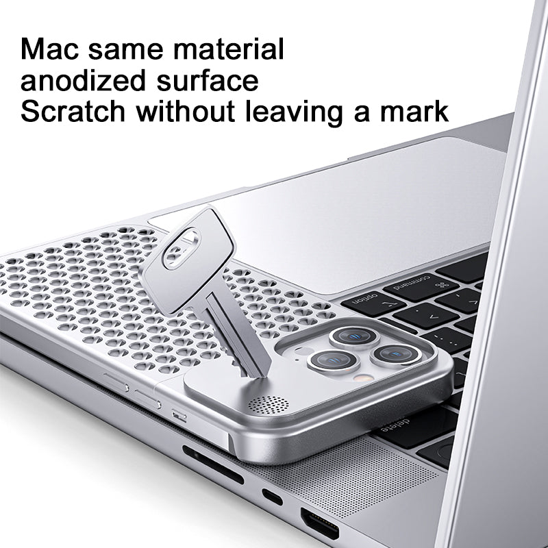 iPhone 15 Pro Max Frameless Metal Heat Dissipation Aluminum Cooling Case with Aroma - Silver