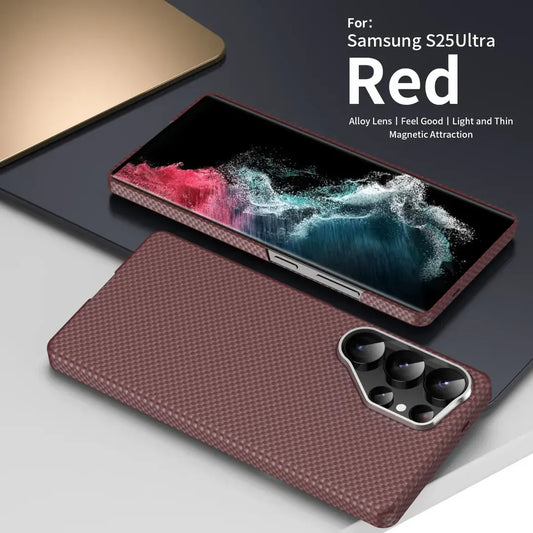 Samsung Galaxy S25 Ultra X-Level Ultathin 0.5mm Carbon Fiber Pattern Case with Magsafe  - Red