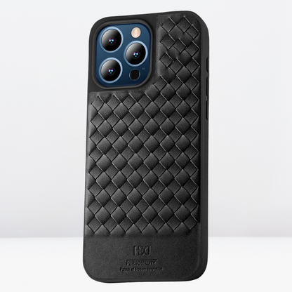 iPhone 15 Pro Max HBD Cross Leather Fine Texture Leather Case