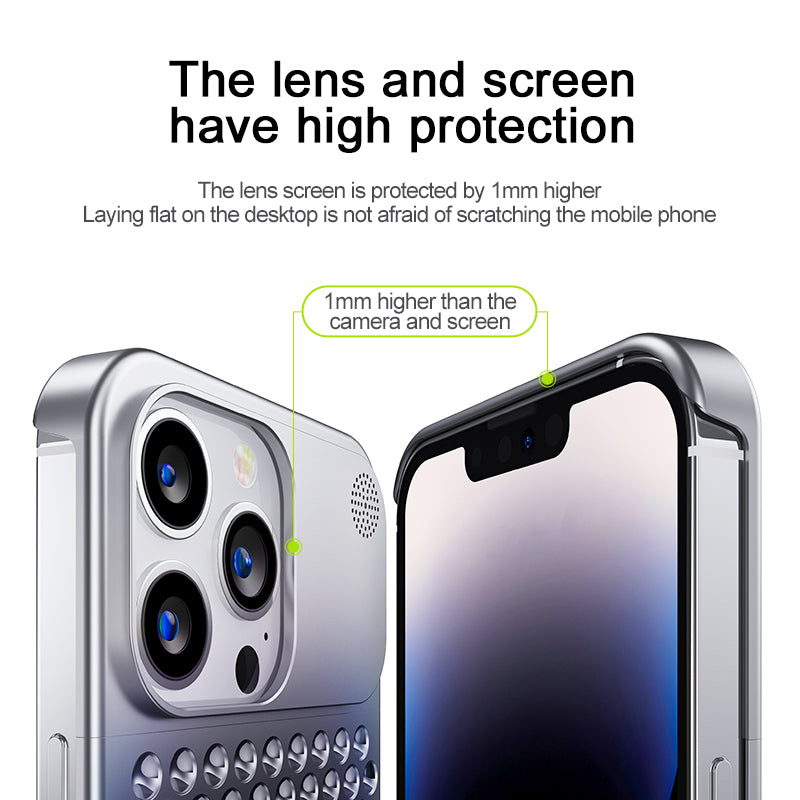 iPhone 15 Pro Max Frameless Metal Heat Dissipation Aluminum Cooling Case with Aroma - Silver