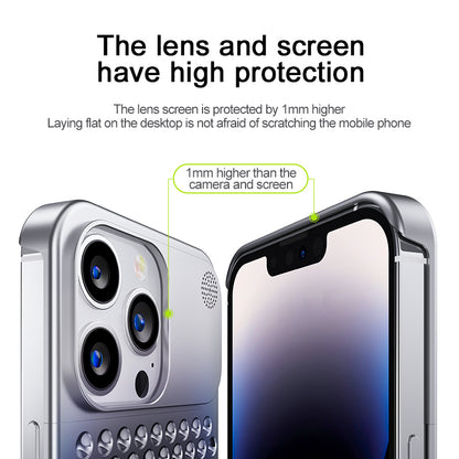 iPhone 15 Pro Max Frameless Metal Heat Dissipation Aluminum Cooling Case with Aroma - Silver