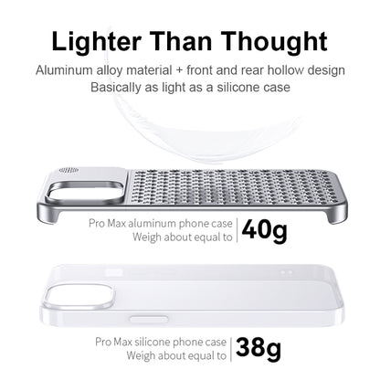 iPhone 15 Pro Max Frameless Metal Heat Dissipation Aluminum Cooling Case with Aroma - Silver