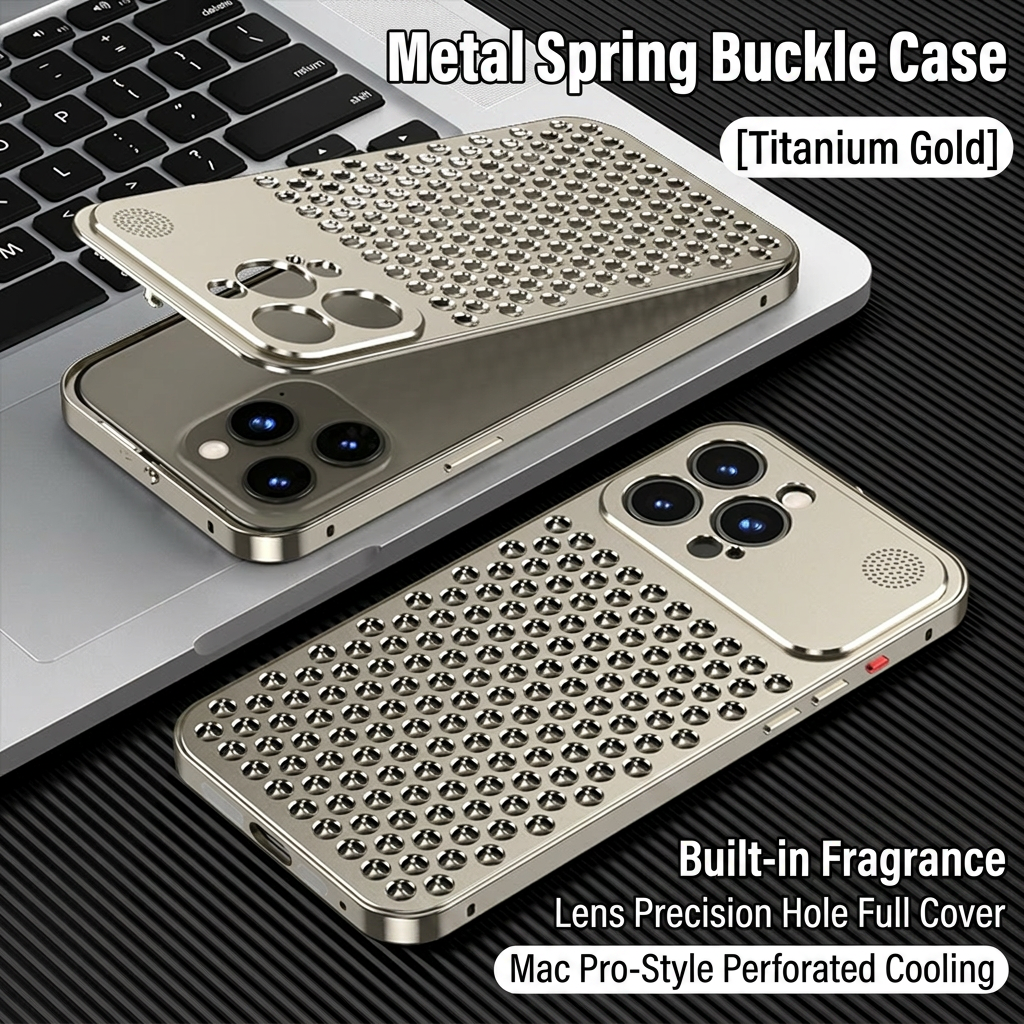iPhone 15 Pro Max Metal Heat Dissipation Pure Aluminium Cooling Case with Aroma - Titanium