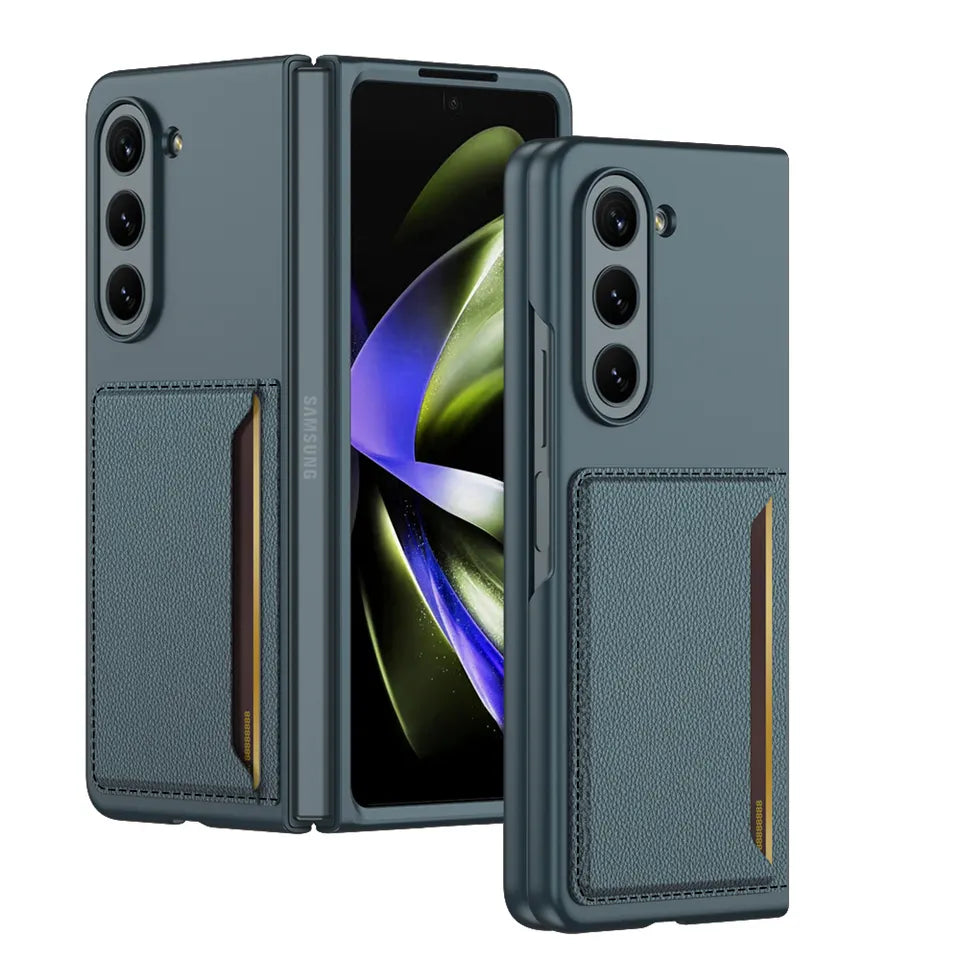 Samsung Galaxy Z Fold 5 PU Leather Card Holder Case-Green