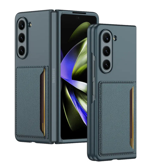 Samsung Galaxy Z Fold 5 PU Leather Card Holder Case-Green