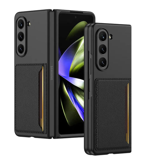 Samsung Galaxy Z Fold 5 PU Leather Card Holder Case-Black