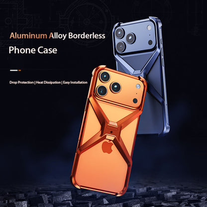 iPhone 17 Pro Max X Shape Metal Hollow Bumper Bezel-Free Protective Case - Silver