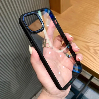 iPhone 14 Soft Hybrid Transparent Metal Camera Protection Case