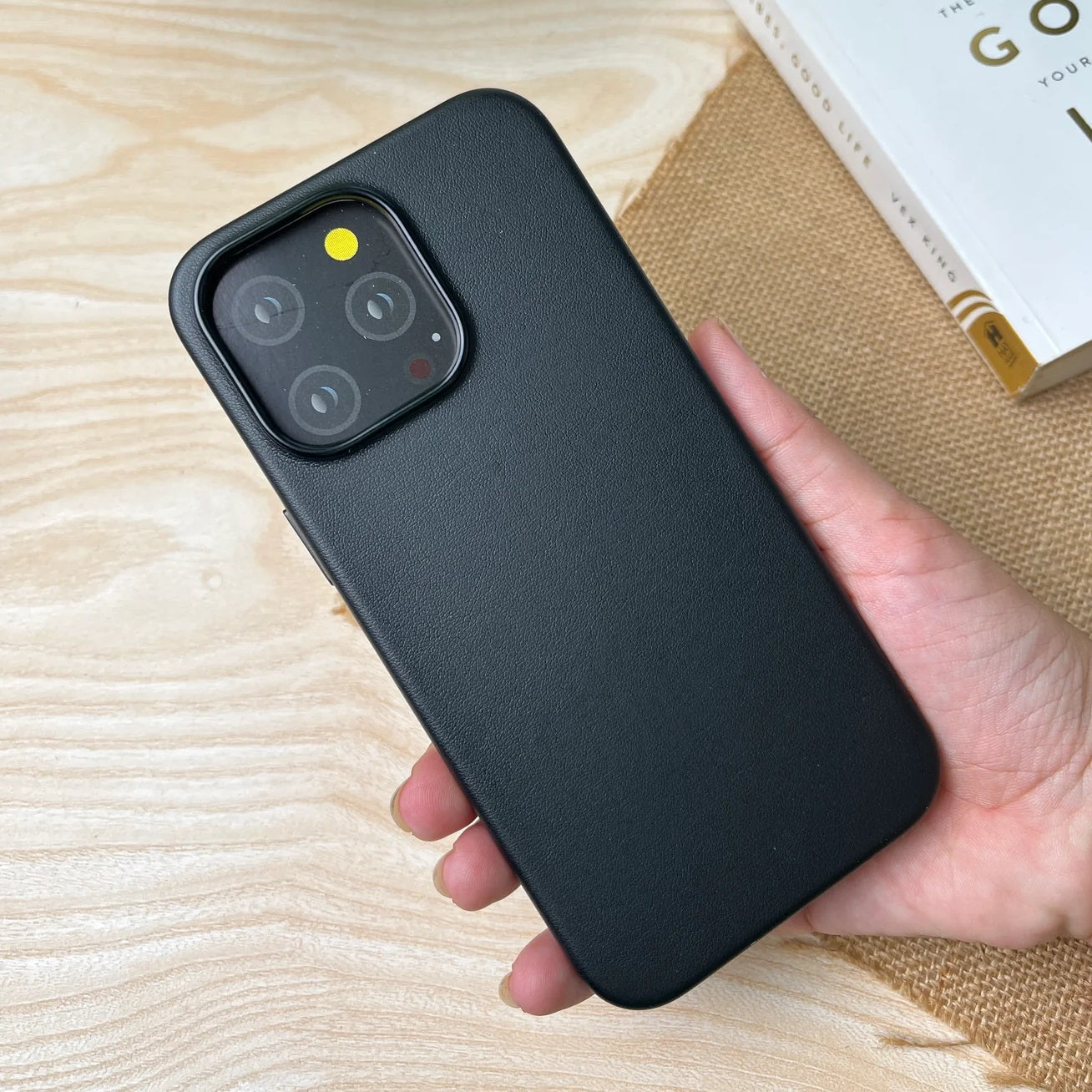 iPhone 15 Pro Max Leather Case Kzdoo Classic Series Leather Case - Black
