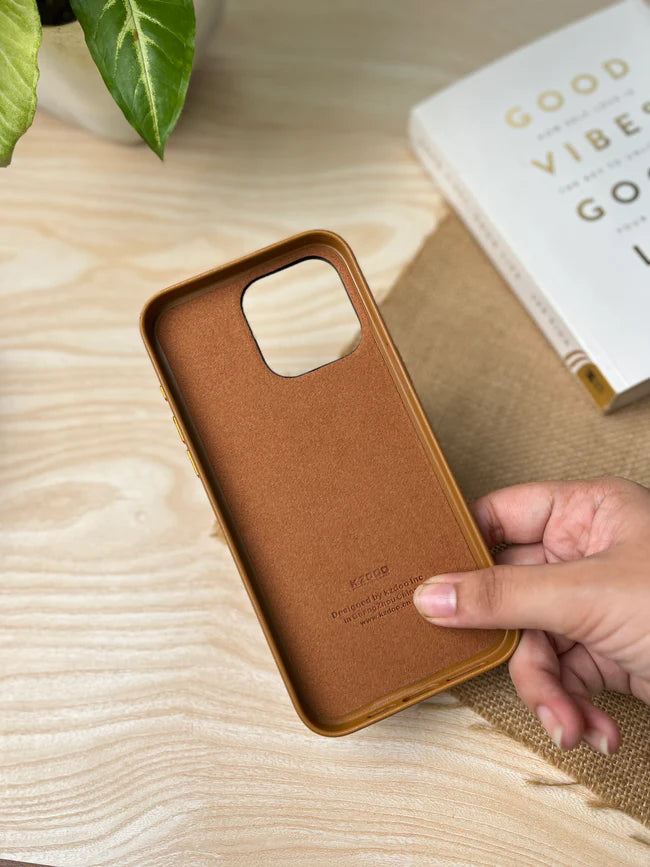 iPhone 15 Pro Max Kdoo Noble Classic Series Genuine Leather Case - Brown