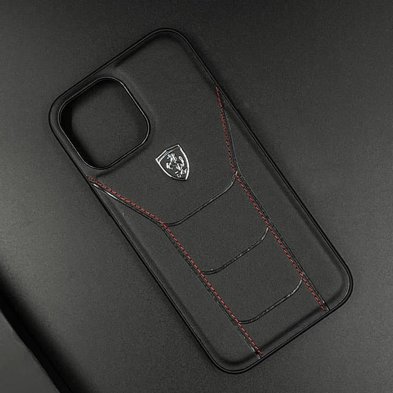 iPhone 15 Pro Ferrari Logo Leather Case