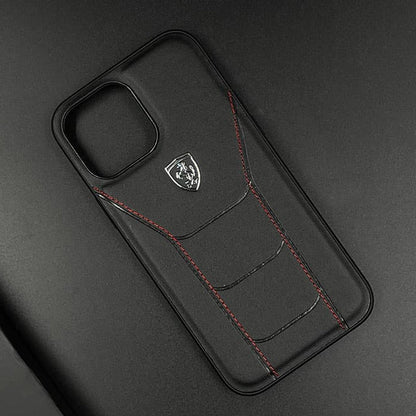 iPhone 15 Pro Ferrari Logo Leather Case