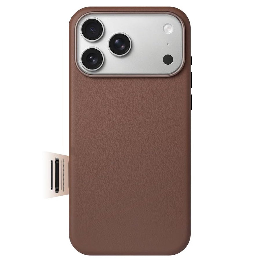 iPhone 17 Pro Max Business Style Leather Case with Camera Control Button - Orange