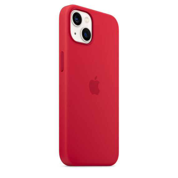 iPhone 14 Plus Silicon Case with Inner Fabric - Red