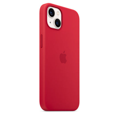 iPhone 14 Plus Silicon Case with Inner Fabric - Red