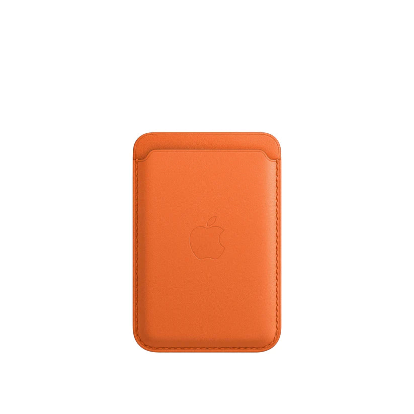 Leather MagSafe Wallet – Slim Magnetic Card Holder for iPhone - Orange