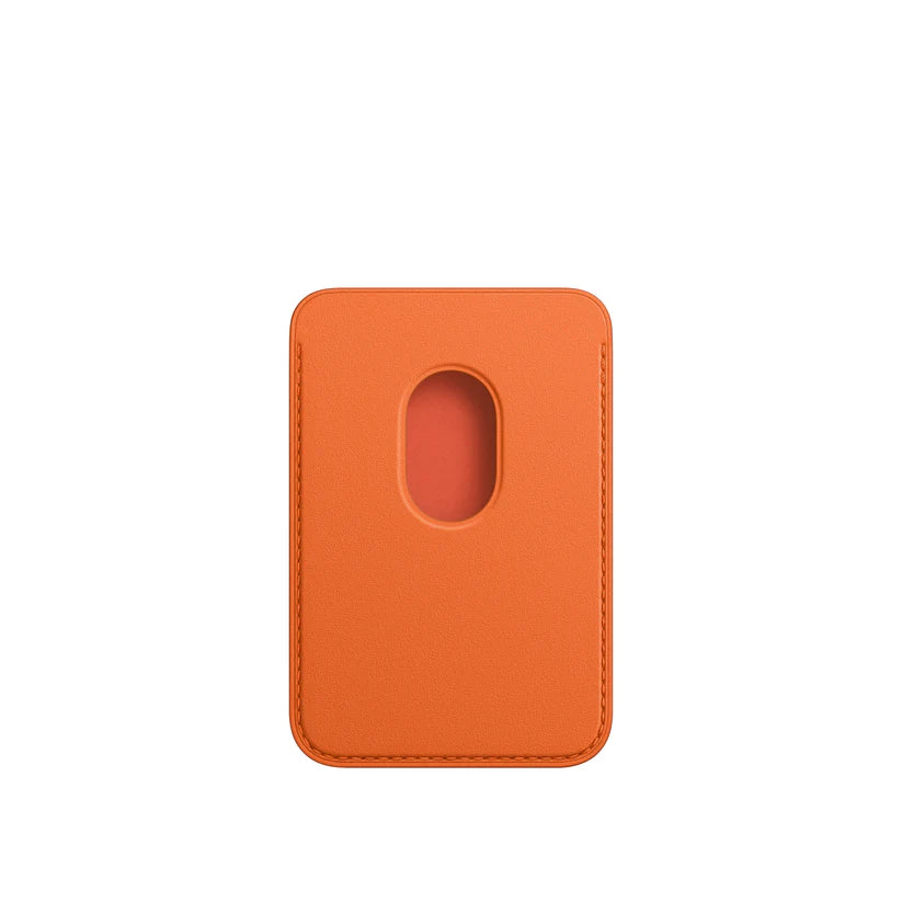 Leather MagSafe Wallet – Slim Magnetic Card Holder for iPhone - Orange
