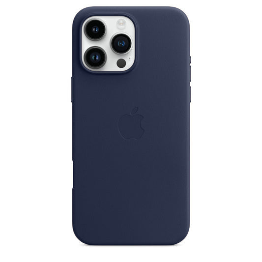 Apple iPhone 16 Pro Leather Back Cover Case - Navy Blue