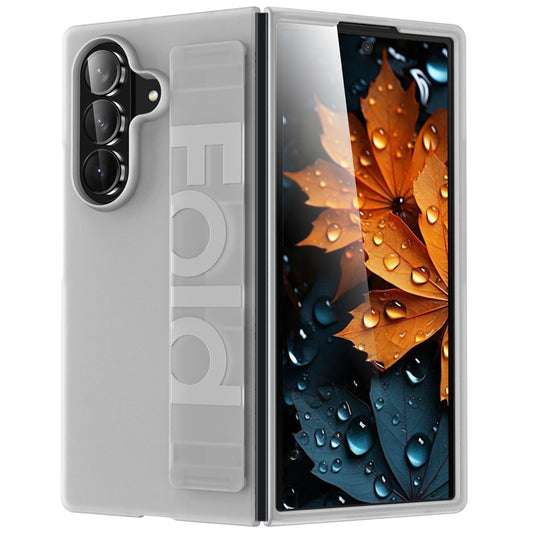 Samsung Galaxy Z Fold7 Matte Hard Case with Silicone Elastic Wrist Strap - Matte Clear