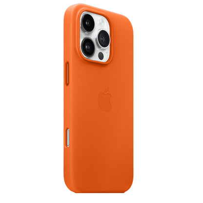 Apple iPhone 16 Pro Leather Back Cover Case - Orange