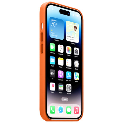 Apple iPhone 16 Pro Leather Back Cover Case - Orange