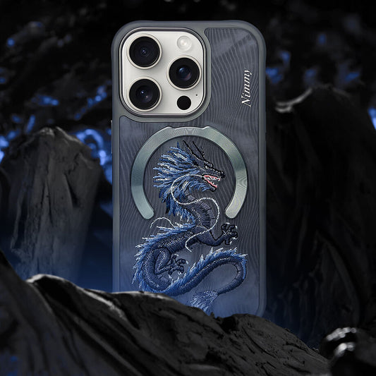 iPhone 16 Pro Max Nimmy Embroidery Dream Animal Series Magsafe Case - Dragon