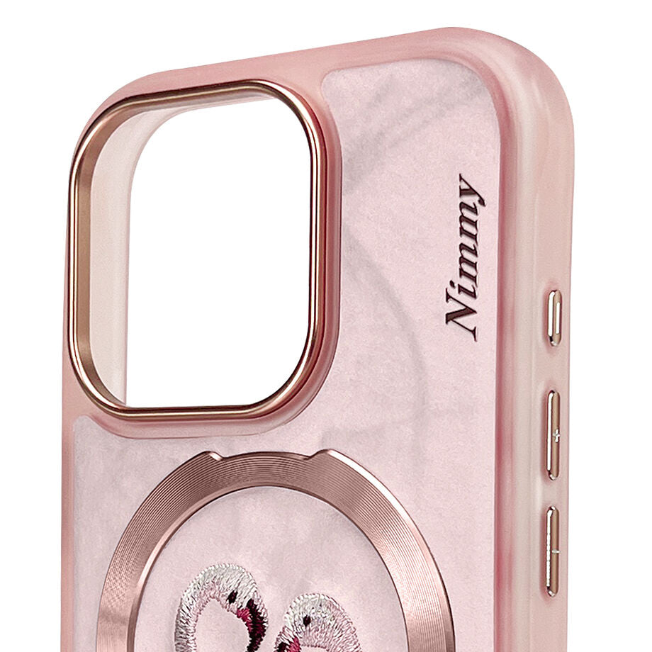 iPhone 16 Pro Max Nimmy Embroidery Dream Animal Series Magsafe Case - Swans