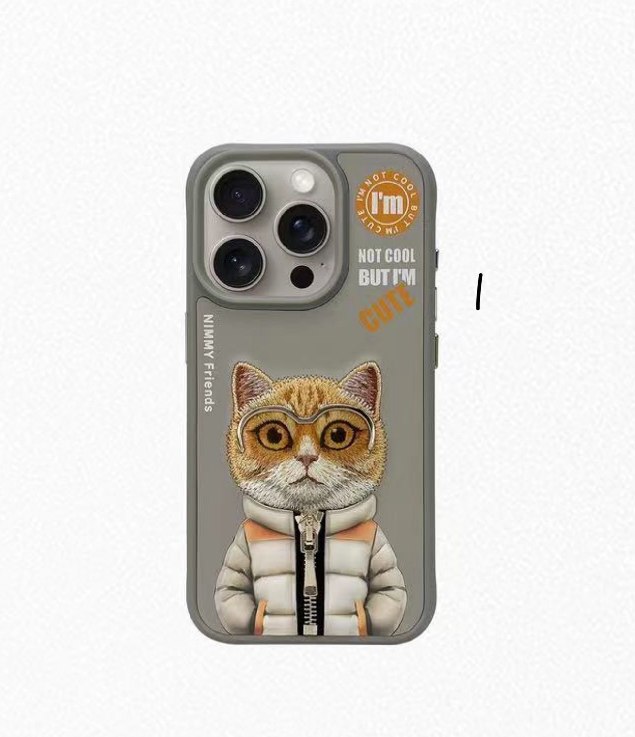 iPhone 15 Pro Nimmy 3D Cool & Cat Embroidery Jacket Series Case Cover - Cat