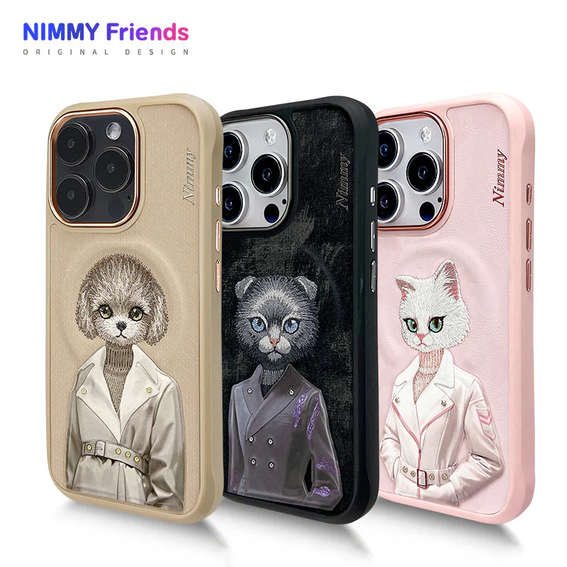 iPhone 16 Pro Nimmy Fashion Pets MagSafe Embroidery Case Cover - Brown