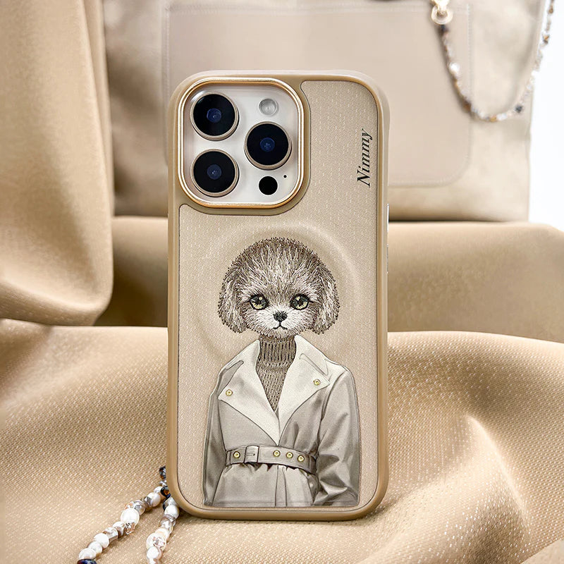 iPhone 16 Pro Nimmy Fashion Pets MagSafe Embroidery Case Cover - Brown