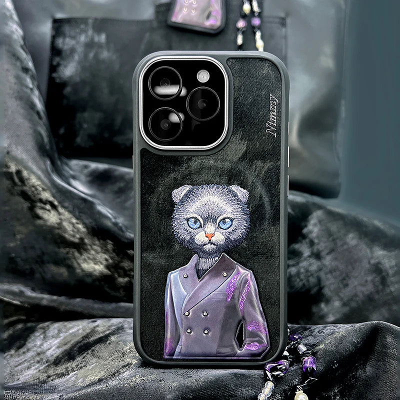 iPhone 16 Pro Nimmy Fashion Pets MagSafe Embroidery Case Cover - Black