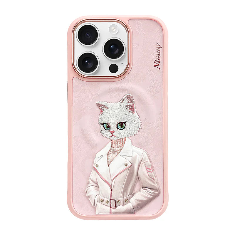 iPhone 16 Pro Nimmy Fashion Pets MagSafe Embroidery Case Cover - Pink
