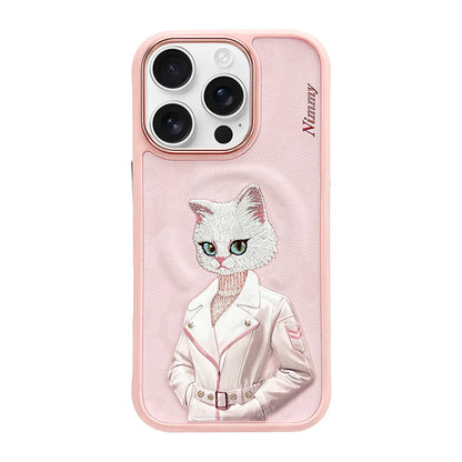 iPhone 16 Pro Nimmy Fashion Pets MagSafe Embroidery Case Cover - Pink