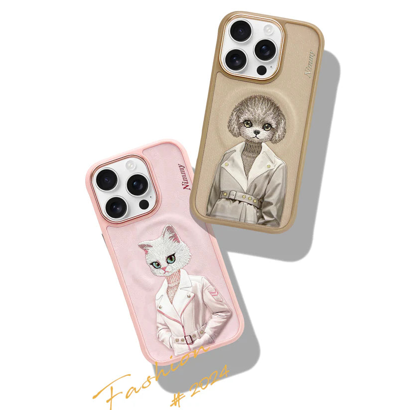 iPhone 16 Pro Nimmy Fashion Pets MagSafe Embroidery Case Cover - Brown