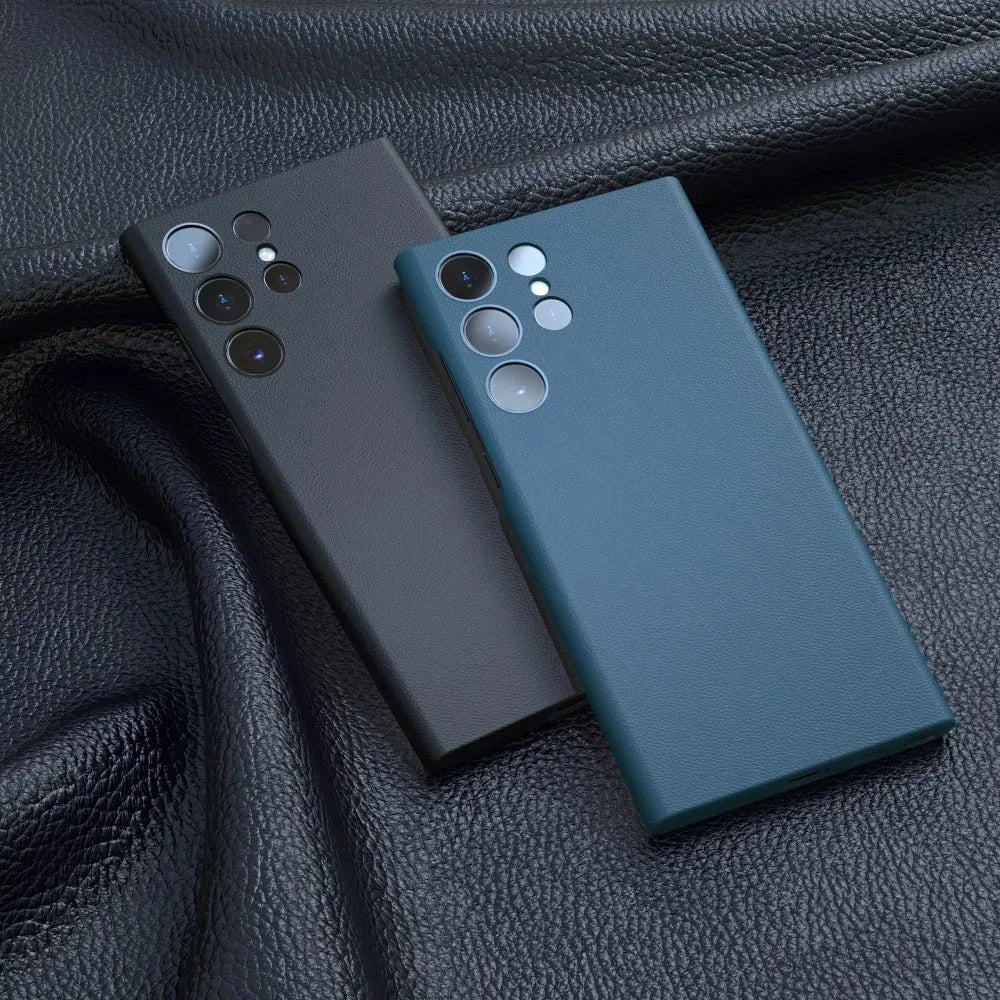 Samsung Galaxy S22 Ultra Leather Case Slim Profile - Blue