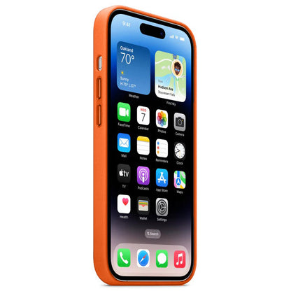 iPhone 15 Leather Back Cover Case with MagSafe – Orange