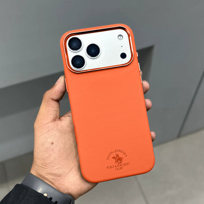 iPhone 17 Pro Max Santa Barbara Simon Series Leather Case with Magsafe - Orange