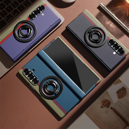 Samsung Galaxy Z Fold 7 Dual Shade Carbon Case with HInge & Glass Protection (Detachable Magfit Stand Included) - Black/Blue