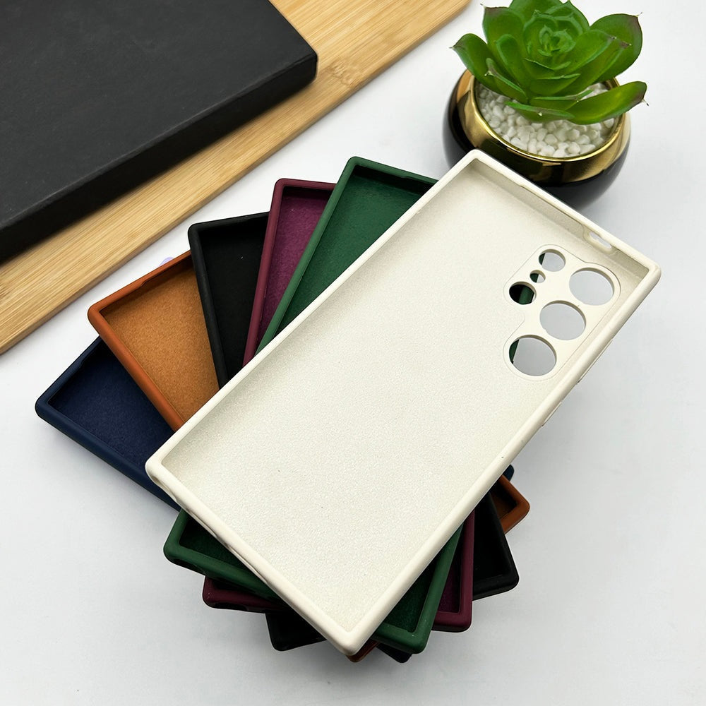 Samsung Galaxy S23 Ultra Liquid Silicon Case Inner Fabric with Logo - Off White