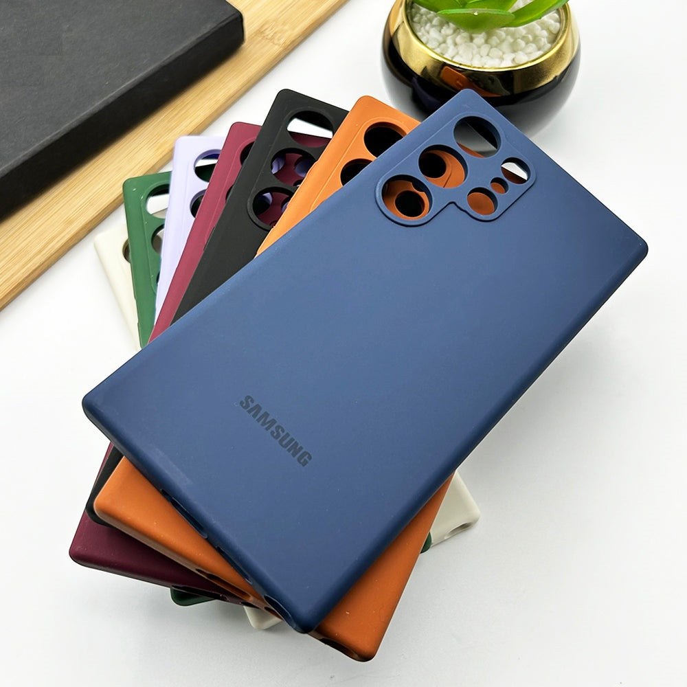 Samsung Galaxy S22 Ultra Liquid Silicon Case With Logo - Blue