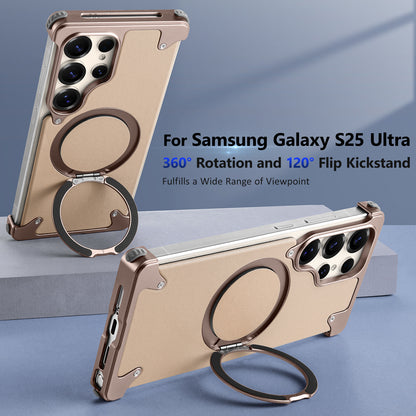 Samsung Galaxy S25 Ultra Framless Metal Bumper Case with Magsafe & 360 Kickstand - Titanium Gray