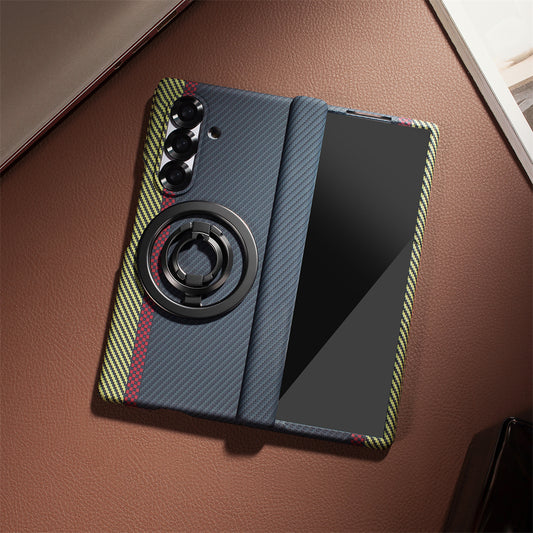 Samsung Galaxy Z Fold 7 Dual Shade Carbon Case with HInge & Glass Protection (Detachable Magfit Stand Included) - Black/Green