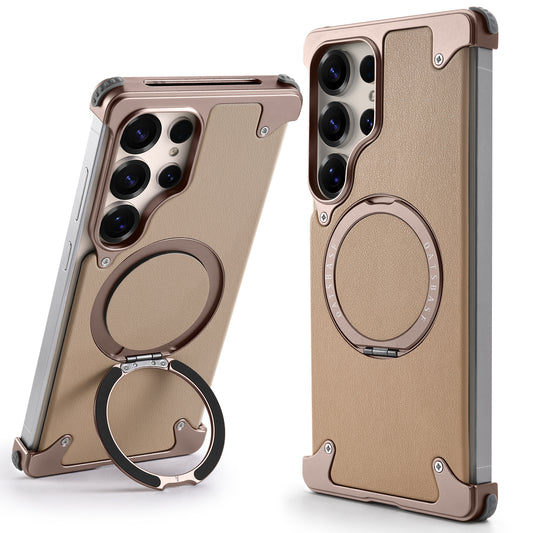 Samsung Galaxy S25 Ultra Framless Metal Bumper Case with Magsafe & 360 Kickstand - Desert