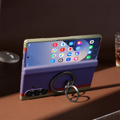 Samsung Galaxy Z Fold 7 Dual Shade Carbon Case with HInge & Glass Protection (Detachable Magfit Stand Included) - Black/Blue