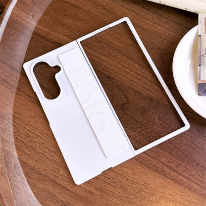 Samsung Galaxy Z Fold7 Matte Hard Case with Silicone Elastic Wrist Strap - White