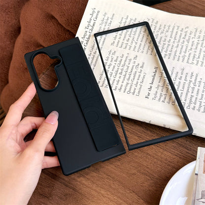 Samsung Galaxy Z Fold7 Matte Hard Case with Silicone Elastic Wrist Strap - Black