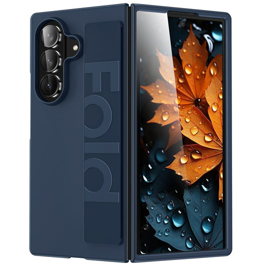 Samsung Galaxy Z Fold7 Matte Hard Case with Silicone Elastic Wrist Strap - Blue