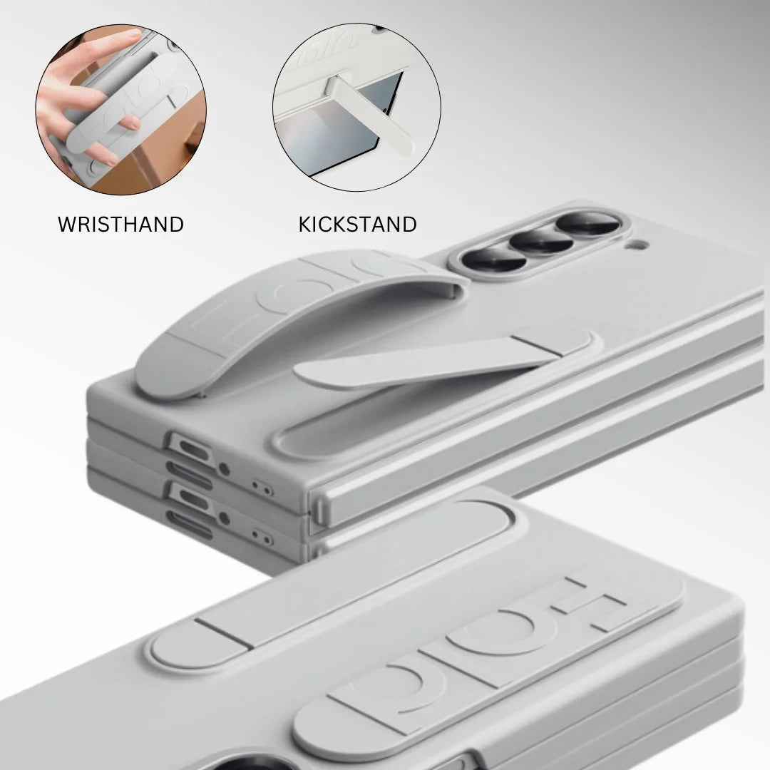 Samsung galaxy Z Fold6 Matte Skin Feel Case with Inbuilt Band & Stand - Gray