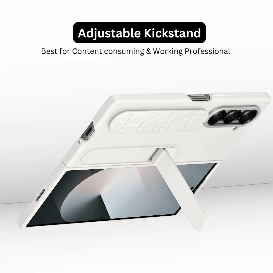 Samsung galaxy Z Fold6 Matte Skin Feel Case with Inbuilt Band & Stand - Gray