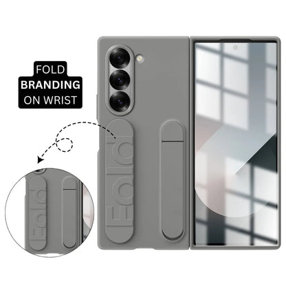 Samsung galaxy Z Fold6 Matte Skin Feel Case with Inbuilt Band & Stand - Gray